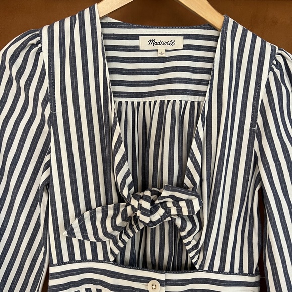 Madewell Shimmer Stripe Cutout Midi Dress - Picture 3 of 5